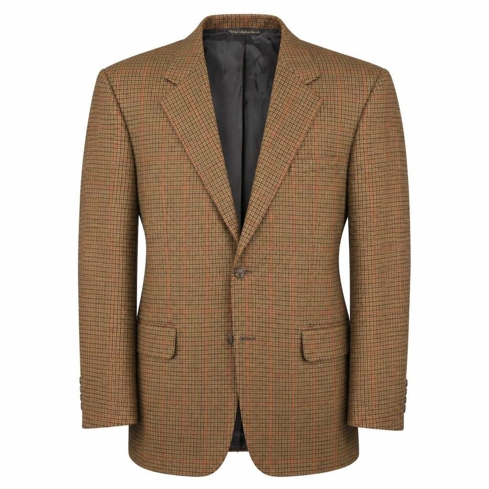 Vintage Loro Piana 100% Cashmere Blazer Mens 46R Brown Houndstooth Check Barneys